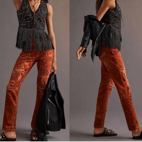 Pilcro Slim Boyfriend Orange Rockstar Skinny Jeans size 25 - Picture 1 of 11